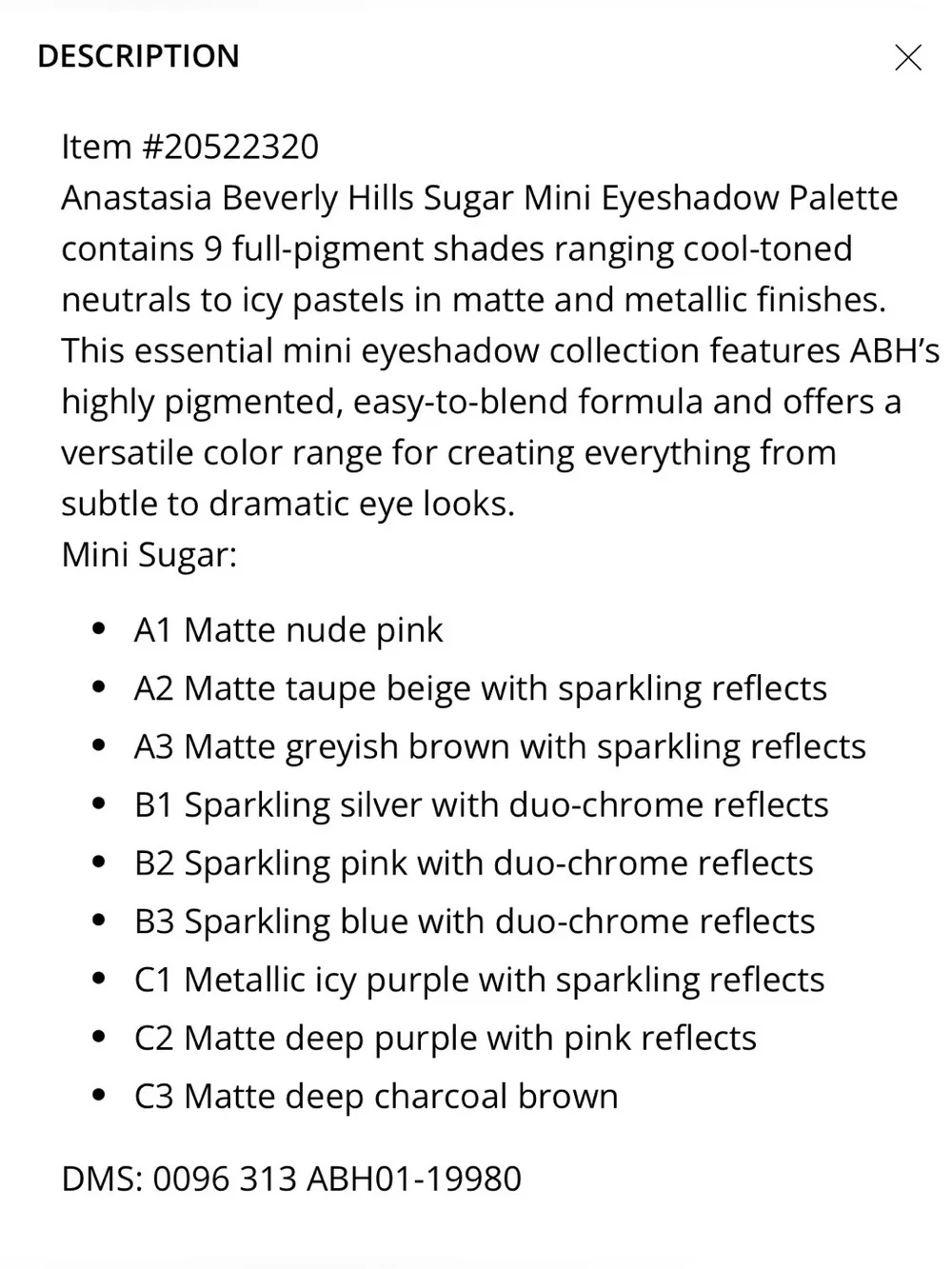 Anastasia Beverly Hills Mini Sugar Eyeshadow Palette NIB